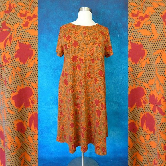 LulaRoe Orange Red Floral Hi Lo Dress 3XL - Picture 2 of 8